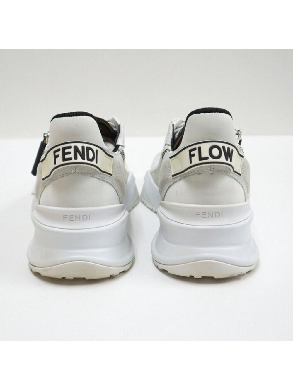 Fendi Flow Cut Sneakers Synthetic Fiber Leather White Black 36 X - Picture 5 of 10